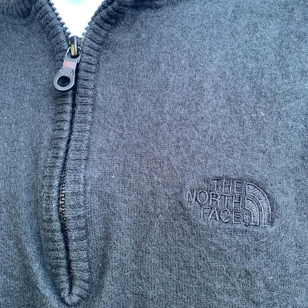 The North Face 1/4 Zip Wool Cotton Pullover Soft Black Sweater Size L